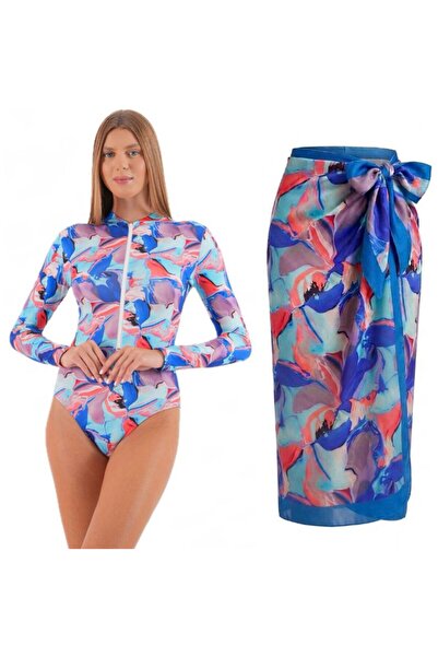 segiza Long Sleeve Zippered Pareo Swimsuit