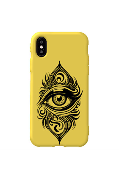 Other Apple iPhone X Eye patterned drawing Yellow Colored Silicone TPU Θήκη