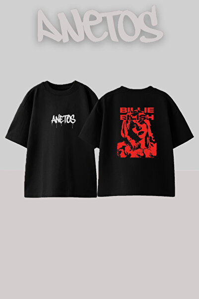 Anetos Billie Eilish_64 Design Printed Unisex Oversize Black Tshirt