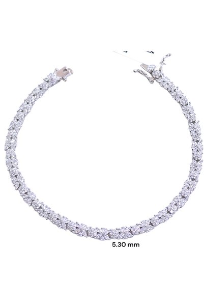 Güler Yüzlü Silver İTHAL 5 MM ÇİÇEK SU YOLU GÜMÜŞ BİLEKLİK 19 CM