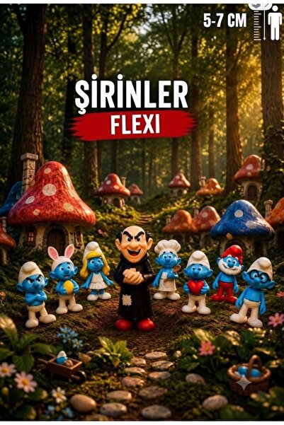 You Toys Şirinler 8Li Set / Hareketli Eklemli 5-7 Cm Şirine+Şirin Baba+Gargam...