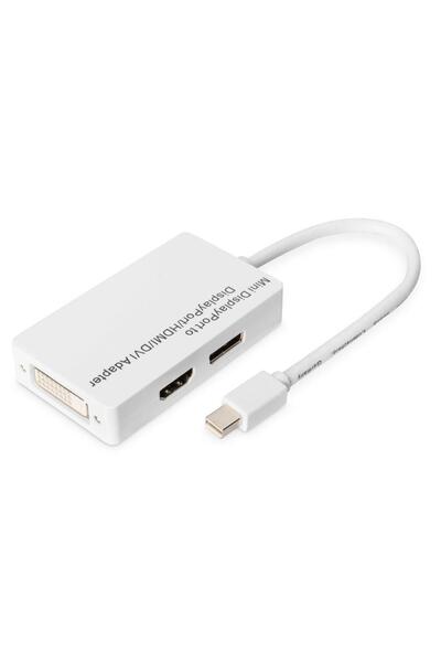 Digitus Adaptor mini DisplayPort la DisplayPort, HDMI și DVI, 0,2m, Alb