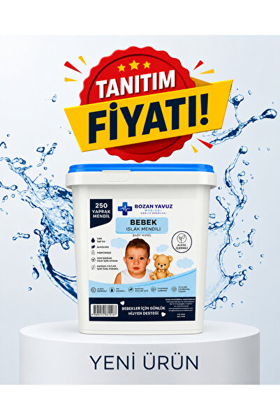 Bozan Yavuz Medical Sağlık Ürünleri 250li Kova Bebek Islak Mendili Hassas Cil...