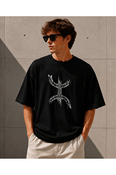 Nulivez Amazigh (Berber) Symbol Printed Oversize Unisex T-Shirt – Minimal Eth...