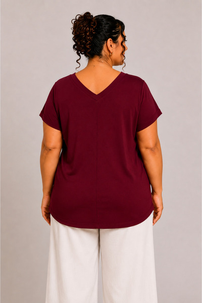 Gülmina Moda Women's Front Back V-Neck Plus Size Blouse