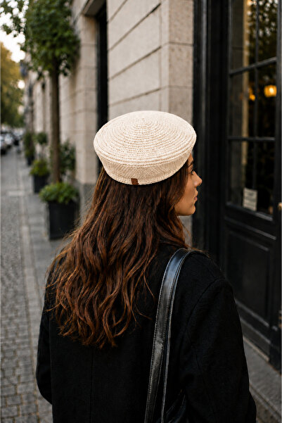 Zeora Home Women's Knitted Beret Summer Straw Beret Jute Look Handmade Stylis...