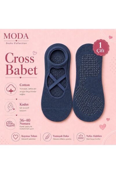 Kaydırmaz Cross Babet Kadın Çorabı 1 Çift Lacivert