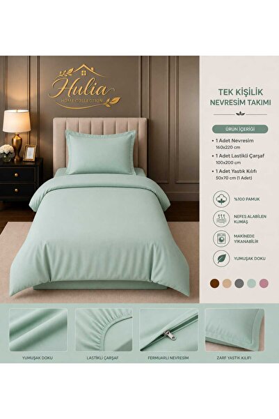 hulia home Elastic Sheet Duvet Cover Set Single Size Cotton Soft Textured Com...