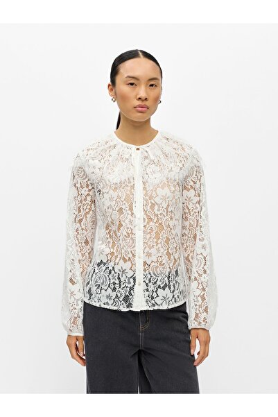 Object Bluse Rundhals Spitzen