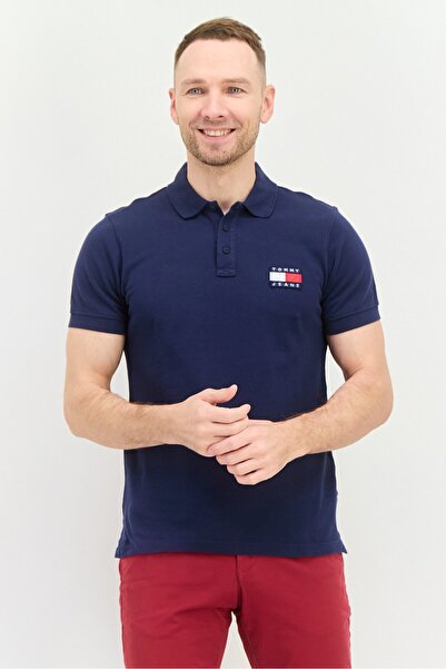 Tommy Hilfiger Tommy Jeans Men Regular Fit Brand Logo Short Sleeves Polo Shir...