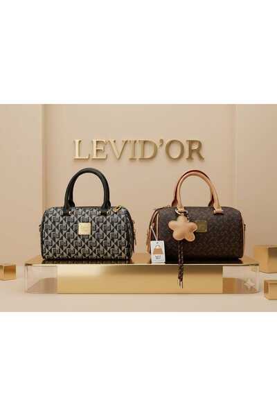 Levidor Desenli El ve Omuz Çantası Fermuarlı Günlük Çanta