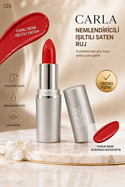Carla Professional Make Up Nemlendiricili Işıltılı Saten Bitişli Ruj – LumiCa...