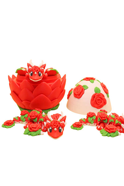 Eva Prints Set Ou Dragon Trandafiri Cu Mini Dragon Articulat, Figurina Printa...