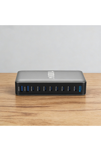 Go-Des Go Des GD-B961 GaN Teknolojili 10 Portlu Masaüstü Çoklu Şarj İstasyonu 1000W Gri