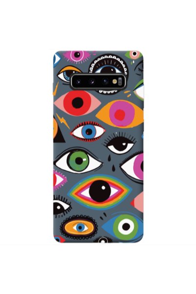 Other Samsung S10 Colorful eyes Dark Grey Colored Silicone TPU Θήκη