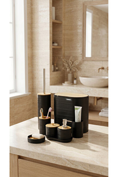 Cooker Lorven 8 Piece Bamboo Detailed Bathroom Set