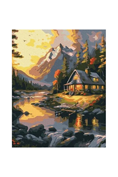 Twoje Hobby Set pictura pe numere Apus auriu, kit complet, 40x50 cm, 25 culor...