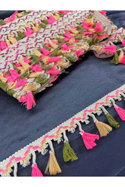KAYA ARNİCA TEKSTİL Colorful Fringe Tassel (Pink-Khaki-Mustard) - 3 Meters