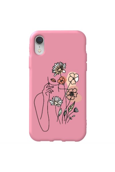 Other Apple iPhone Xr Lady with Flowers Pink Colored Silicone TPU Θήκη