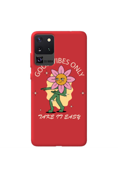 Other Samsung S20 Ultra Good Vibes Only Red Colored Silicone TPU Θήκη