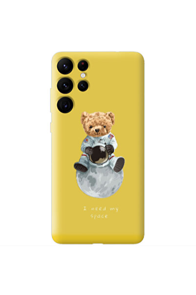 Other Samsung S22 Ultra Bear in space Yellow Colored Silicone TPU Θήκη