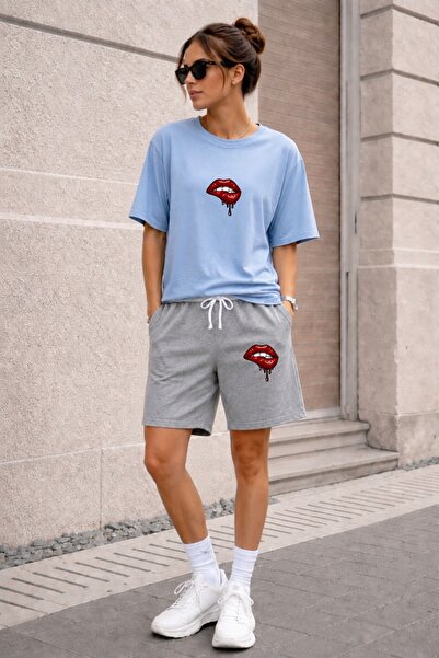 orwen life est. 2022 Oversize Women's Shorts Set Crew Neck Short Sleeve T-Shi...