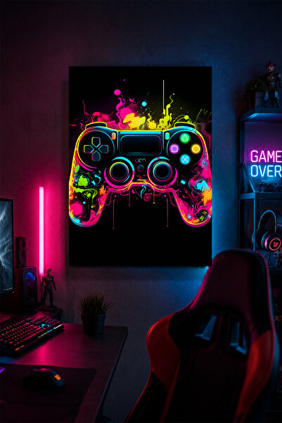 Lucena Controler de joc Neon Pictură murală metalică Decor cameră pentru jucă...