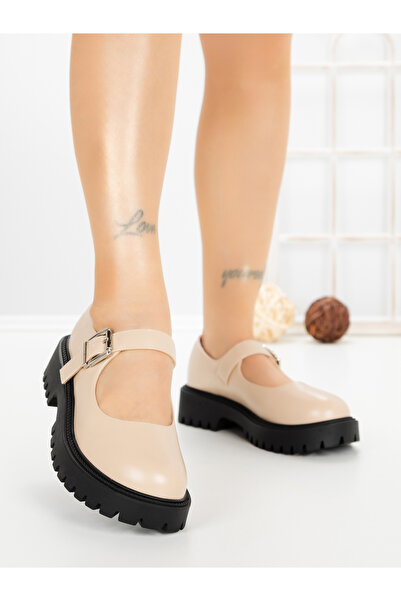 CM Pantofi casual dama bej din piele ecologica Rovinae