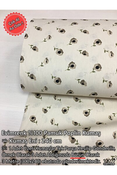 Renk Tekstil %100 Pamuk Poplin Geniş En (240 cm) Kumaş - Elbise - Nevresim - ...