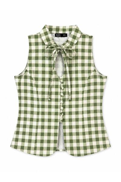 Kedi Fashion Ekose desen bluz