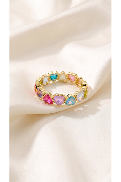 Pelin Aksesuar Multicolored Heart Stone Flexible Bracelet