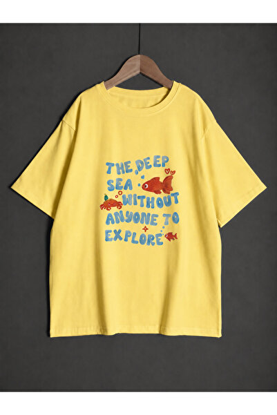 ZİYMO Unisex the Deep Sea Fish Printed Oversized T-Shirt
