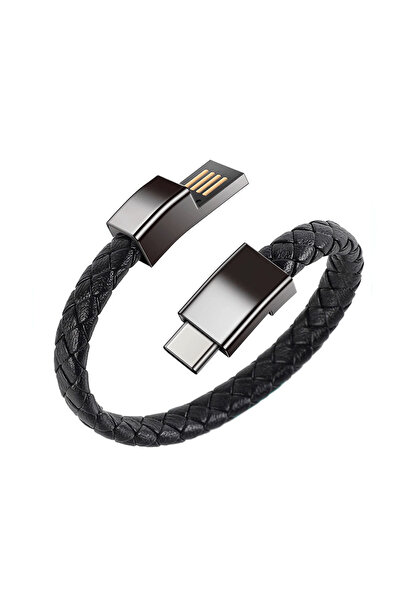 Forzacase iOS Android Tablet Telefonlar ile uyumlu Type-C to USB Deri Bilekli...