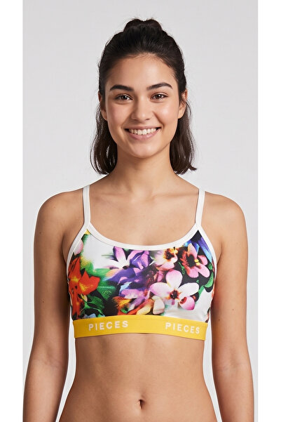 gökçesu Women's Padded Sports Bra with Back Detail and Straps Fitness Top Crop