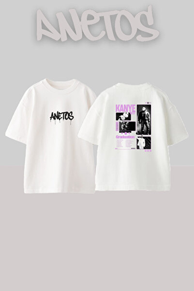 Anetos Kanye West_30 Design Printed Unisex Oversize Fit White Tshirt