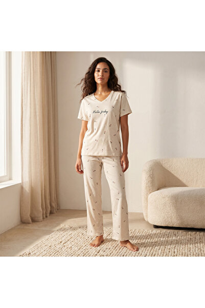 FAV Pyjama Set Heart Print T-shirt & Trousers Cotton
