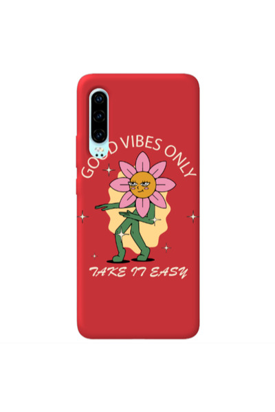 Other Huawei P30 Good Vibes Only Red Colored Silicone TPU Θήκη