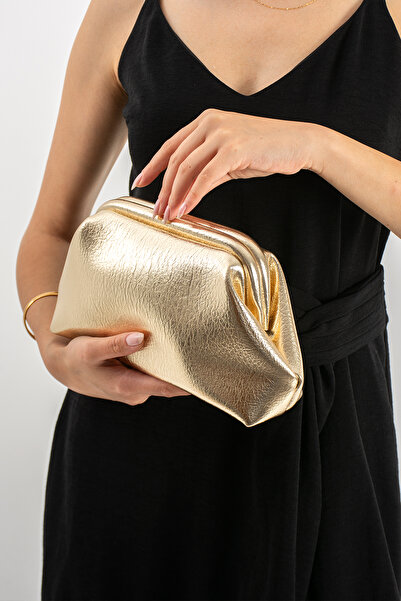 DEV 3 ADAM Gold Clutch Portfolio Hand and Shoulder Bag for Women