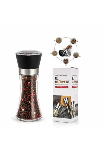 Go İthalat Hand Grinder with Large Glass Chamber - with Cover - Chrome-Plated...