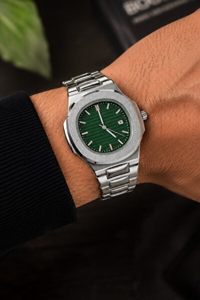 laria jewelry Green Dial Calendar Luxury Men's Wristwatch