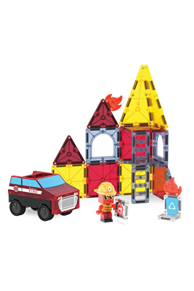 Magna Μαγνητικό Παιχνίδι Κατασκευών Magna-Tiles Πυροσβεστική Διάσωση Σετ 27 τ...