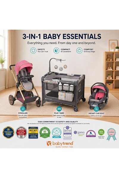 babytrend حزمة نظام السفر 3 في 1 من نيرسري سنتر بلاي يارد آند جوليت