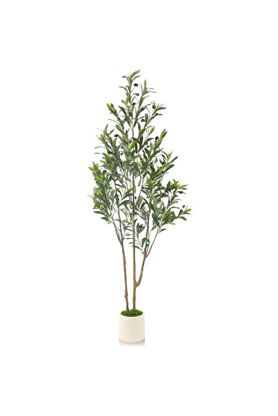 BESTONE Lifelike 152cm Double Trunk Artificial Olive Tree Textured Trunk Adju...
