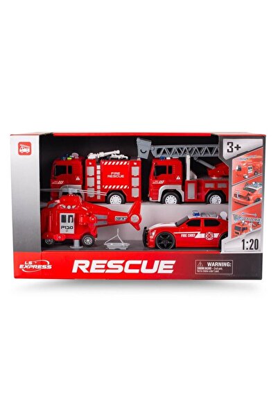 LENA Set vehicul de pompieri cu sunete și lumini, 4 piese, 3+