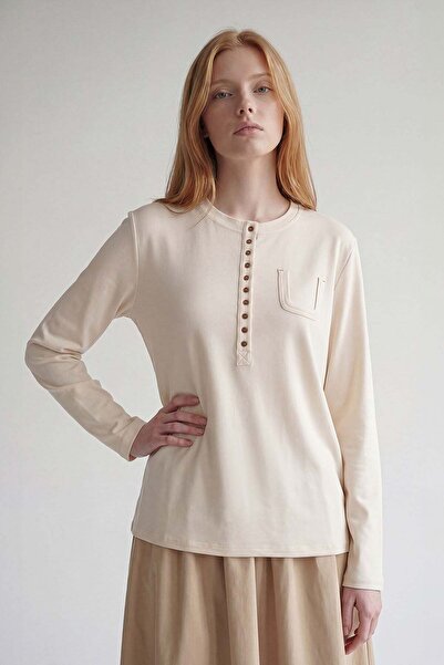 Levidor Beige Button Detailed Blouse