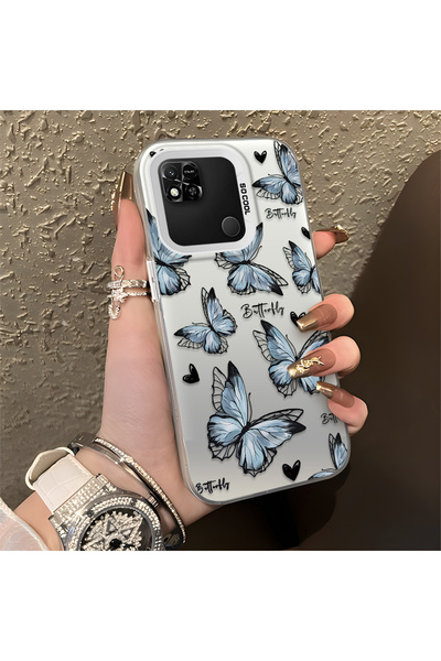 PATTERNOVA Redmi 9C/10A kılıf Kelebek kalp yazı baskılı kılıf, ferah nazik tr...