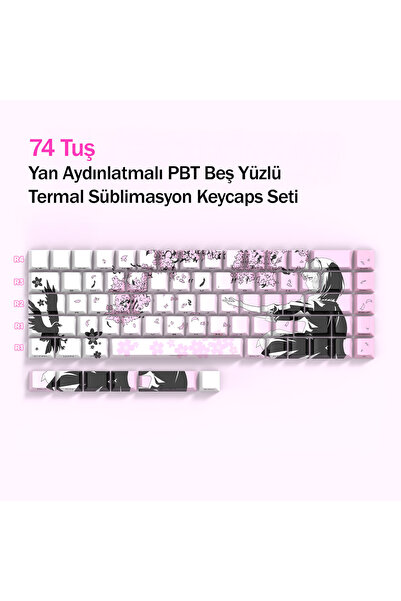 silabor 74 Tuş Orijinal Yan Baskılı Termal Süblimasyon PBT Manyetik-Mekanik K...