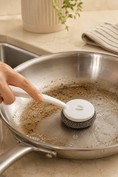 Şahane Pazar Wire Cleaning Brush with Handle Dishwashing Pot Pan Sink Scrubbi...