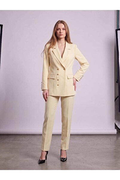 PRENSES Kadın Regular Kesim Blazer Ceket Pantolon Takım Modern Trend Zamansız