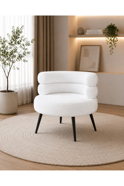 N.zone 2-Piece Set of Luxury Round Boucle Chair with Unique Modern Design, Co...